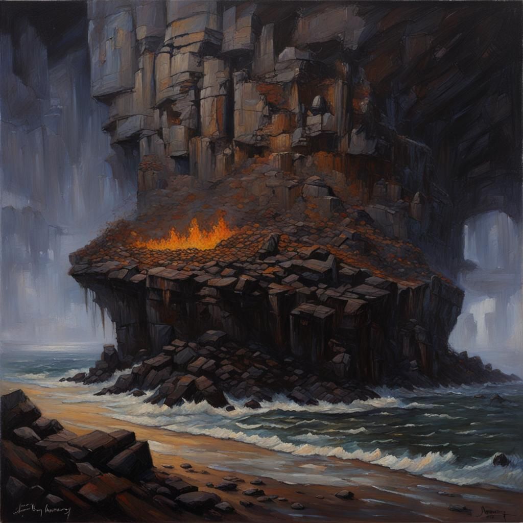 Petrified Darkness: Oil Painting in Classical Style