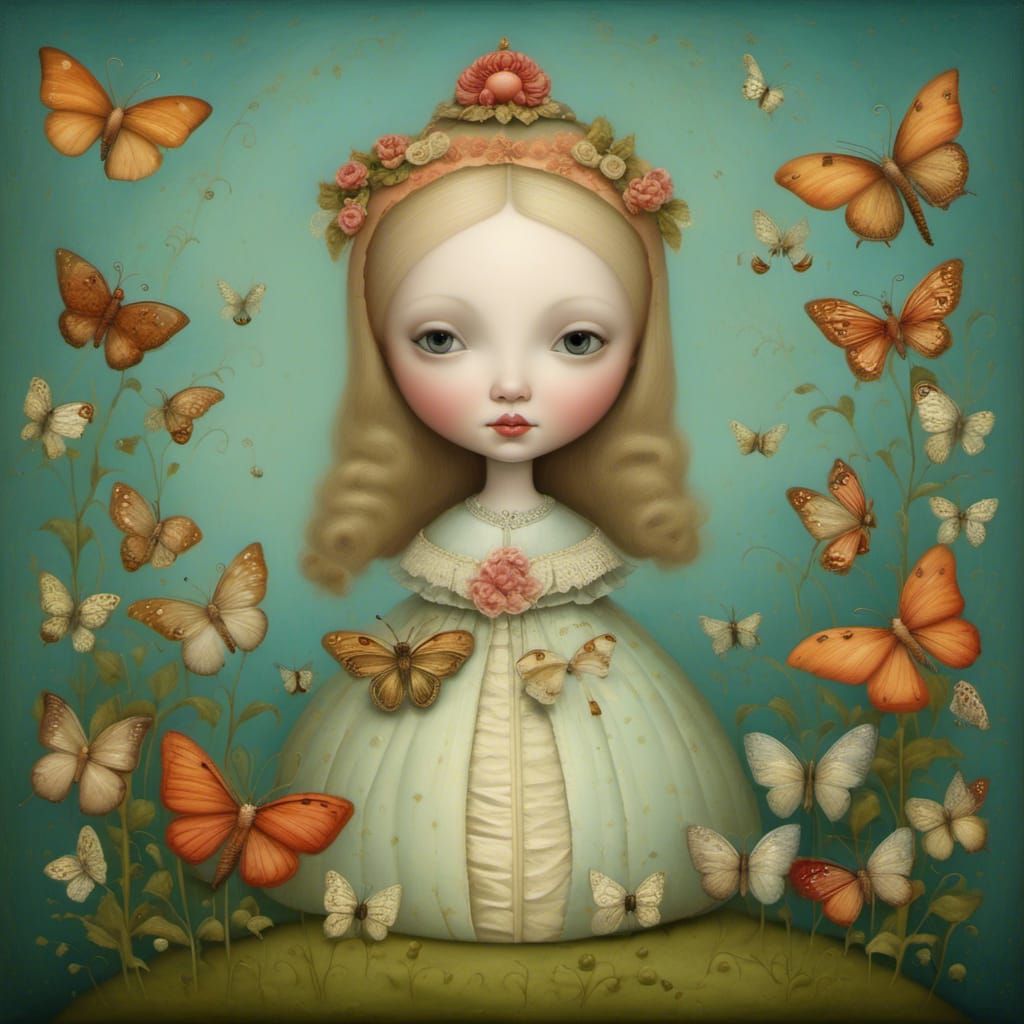 Whimsical Surreal Winter Illustration in Dark Aesthetic