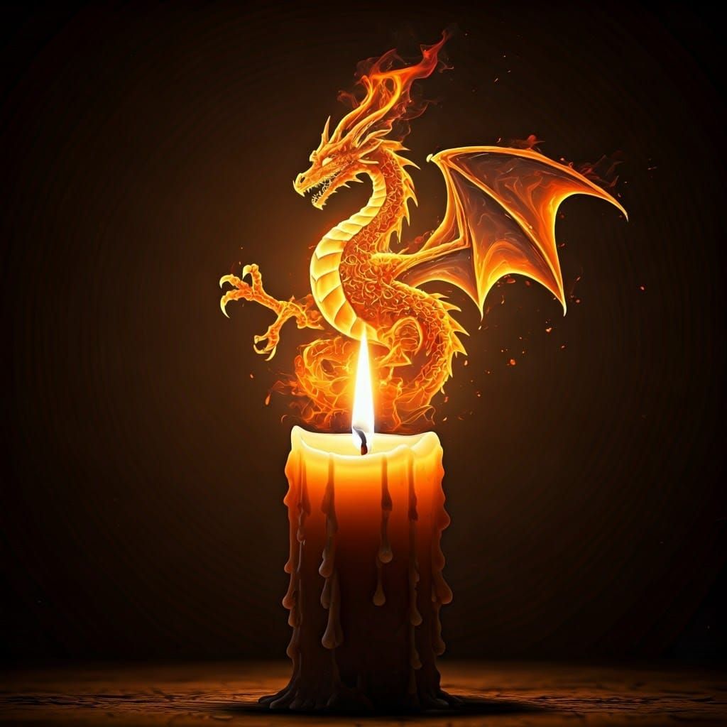 Fiery Dragon Conjured from Candle Flame
