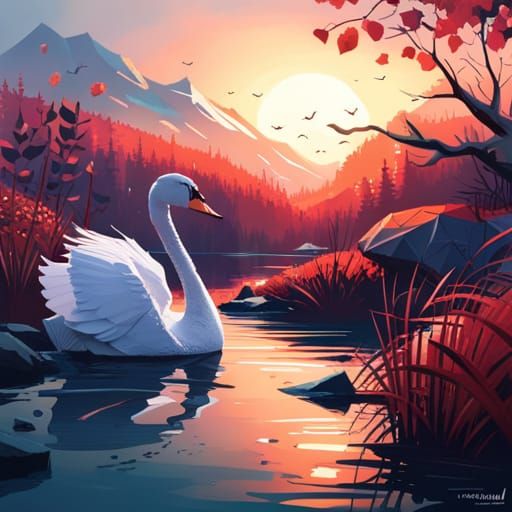 Detailed Origami Swan with Volumetric Lighting