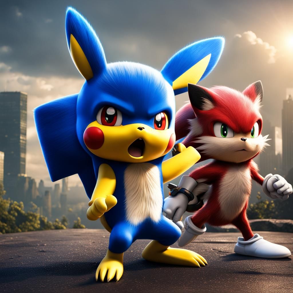 Pikachu Versus Sonic: Digital Art Battle
