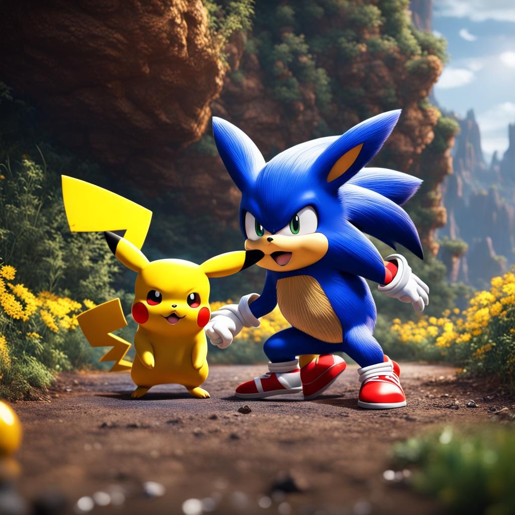 Pikachu Versus Sonic: Detailed Fantasy Concept Art