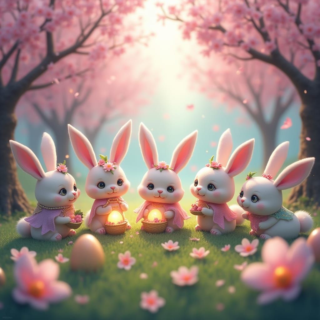 Ethereal Easter Bunnies in Enchanted Groves