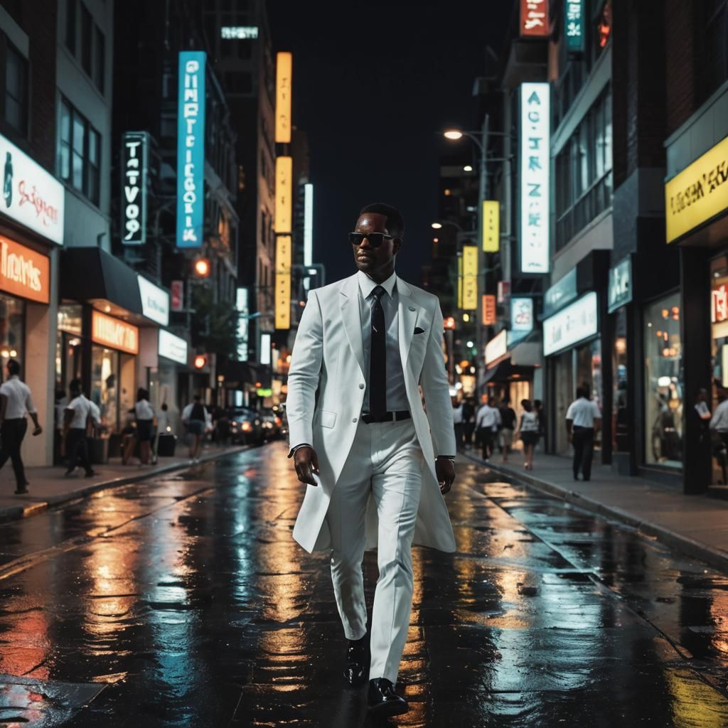 High-Fashion Photo of Man in White Suit