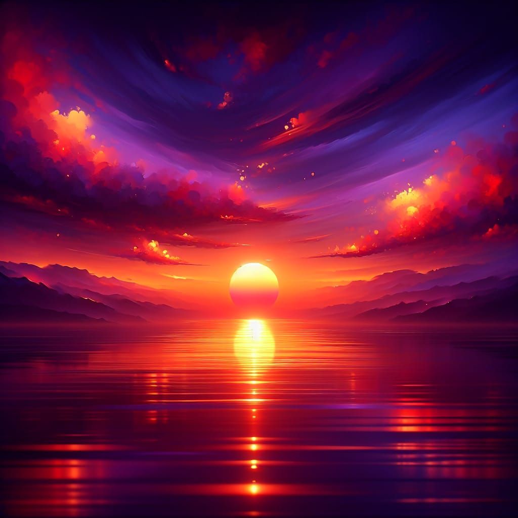 Poignant Sunset: Hyperrealistic Calmness and Melancholy