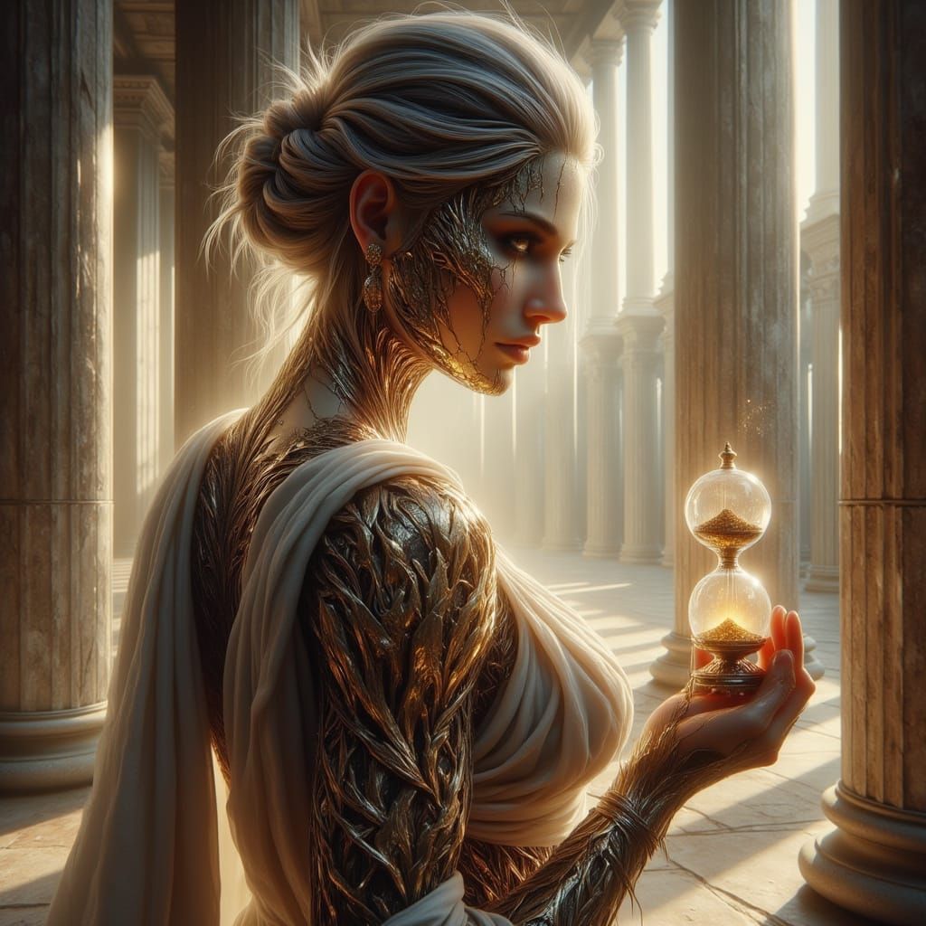 Majestic Greek Goddess with Hourglass