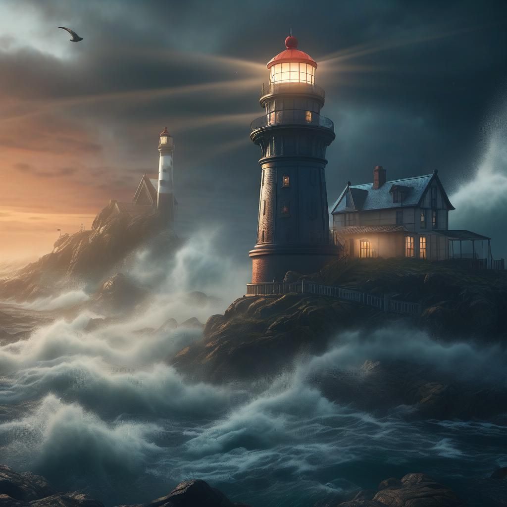 Lighthouse Shrouded in Mist: Fantasy Concept Art