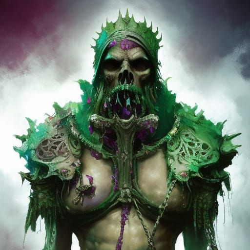 Skull king throne of bones Hyperrealistic, splash art, concept art, mid shot, intricately detailed, color depth, dramati...