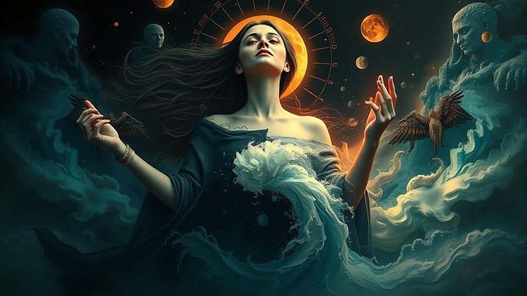 Woman Embodies Harmony in Contrasting Elements