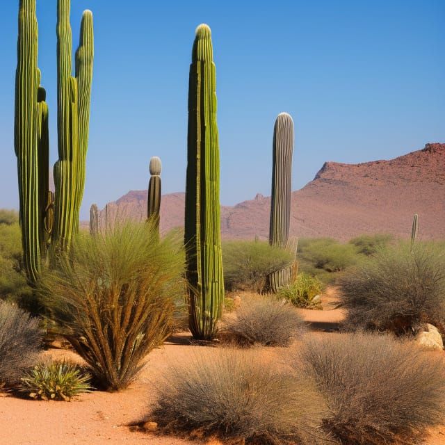 Cactus Blooms in Arid Desert Landscape