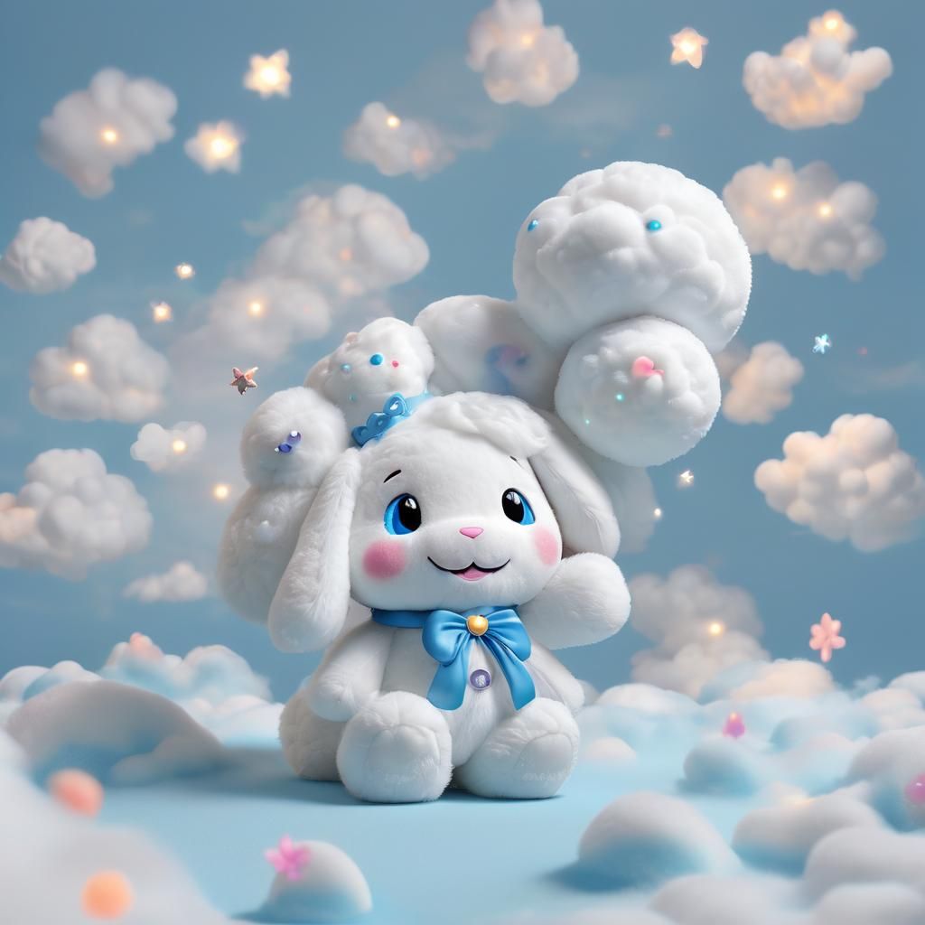 Cinnamoroll Waving from Cloud: Pixar-Style 3D Animation