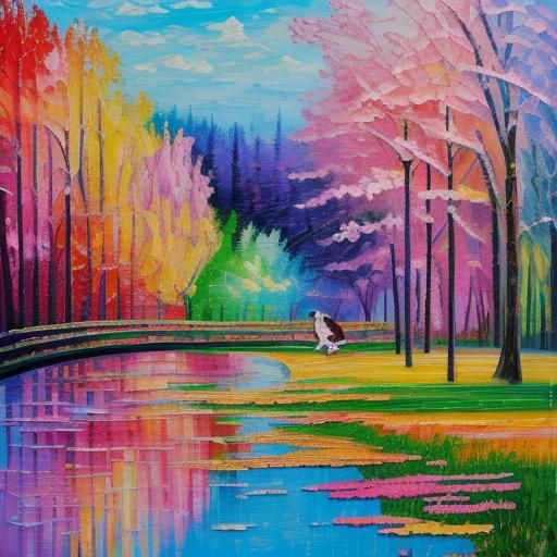 Colorful Map Landscape in Expressionist Impasto Style