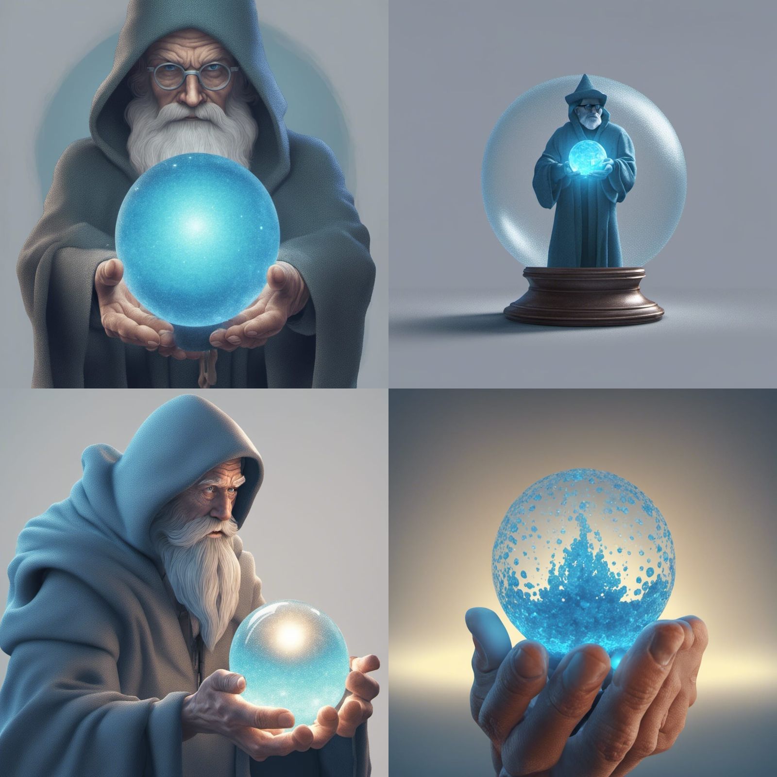 Wizard with Crystal Ball in Pointillism Style