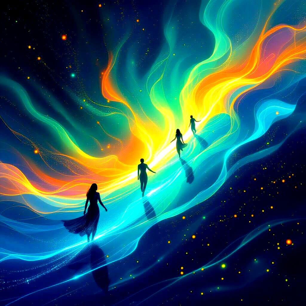 Ethereal Dance Scene with Flowing Lights