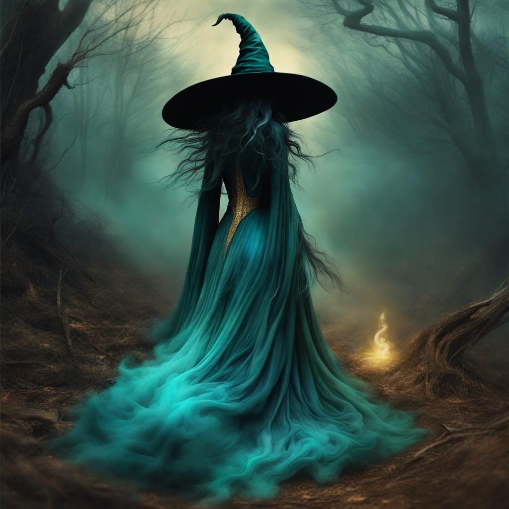 Eerie Undead Witch in Surrealist Fantasy Art