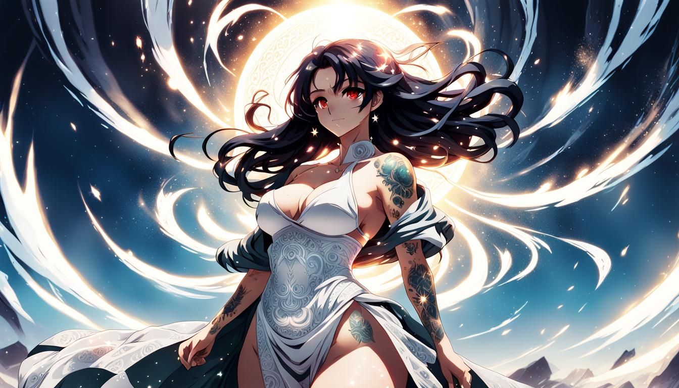 Radiant Goddess Amidst Nova, Manga-Inspired Anime Style