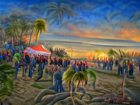 Beach Music Festival at Sunset: HDR Painting