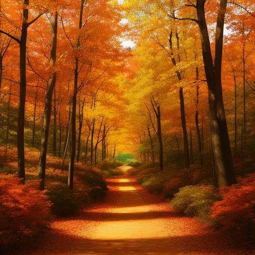 Autumn Woodland Scene in Vibrant Hues