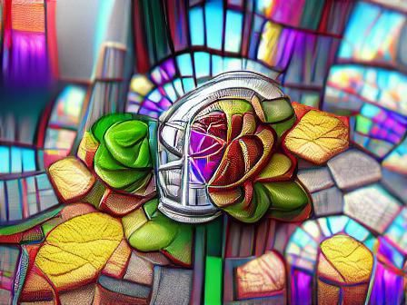 Radiant Stained Glass Rose Window in 8K