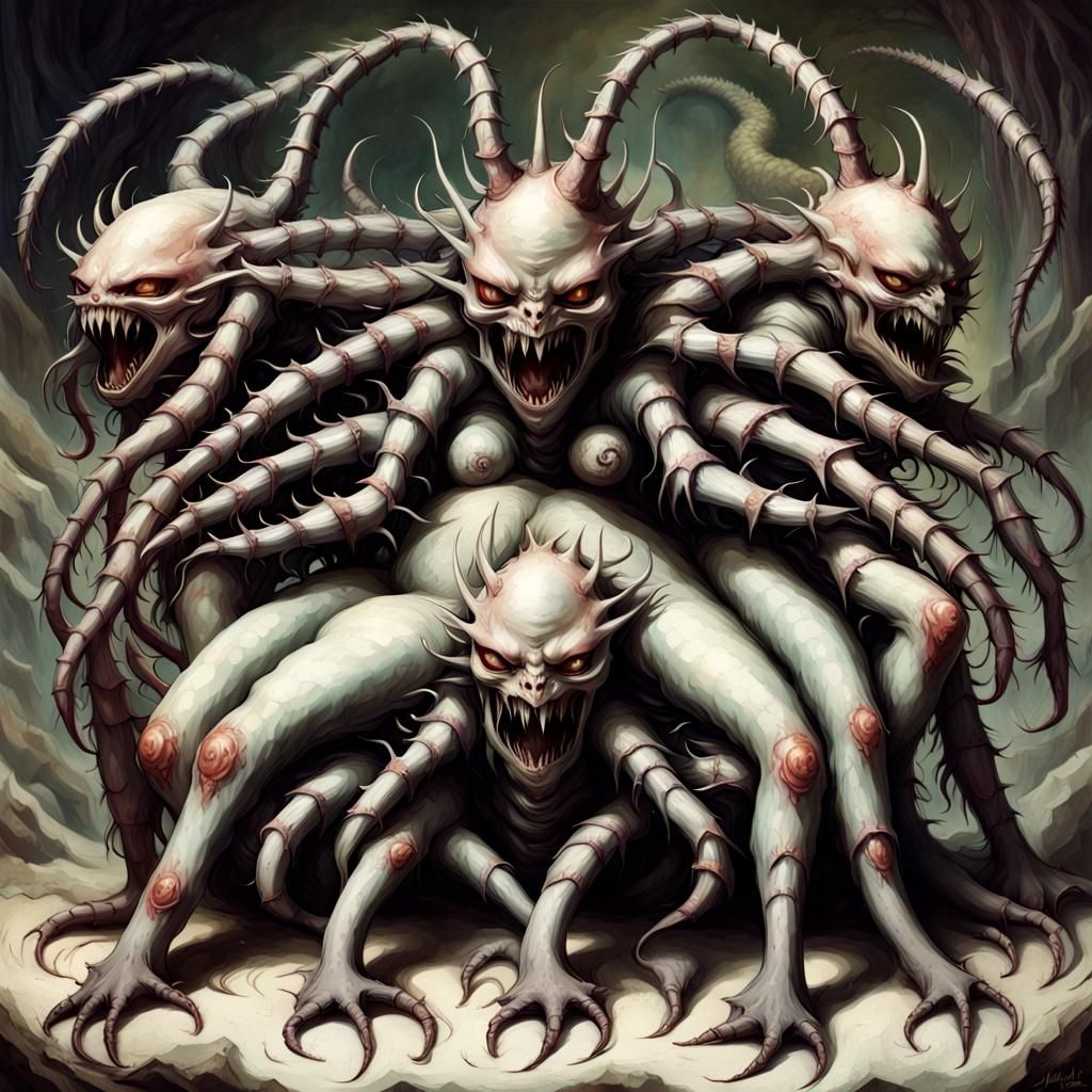 Horrifying Daemon of Slaanesh: A Dark Fantasy Portrait