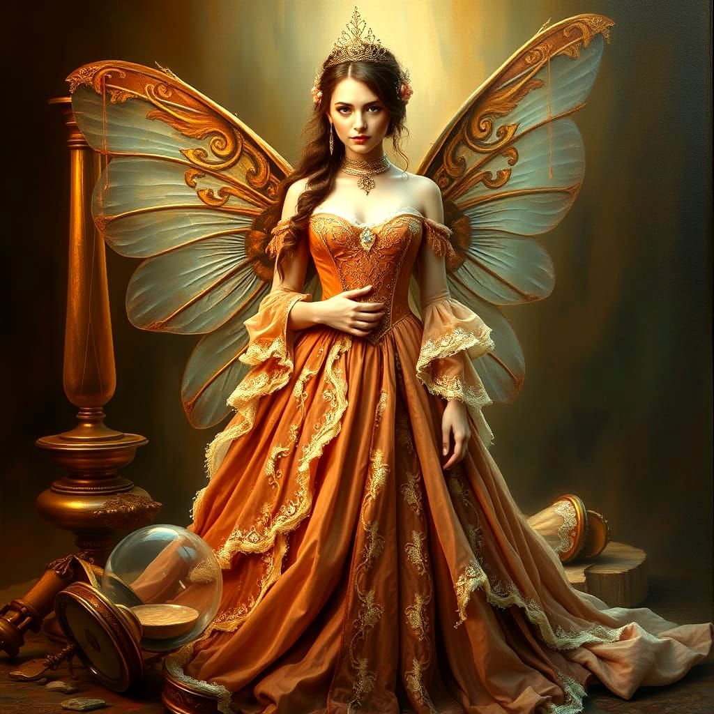 A Majestic Queen of Fairies in Medieval Splendor