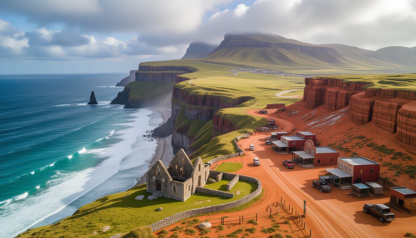 Windswept Irish Coastline Meets Desert Canyon in Surreal Fus...