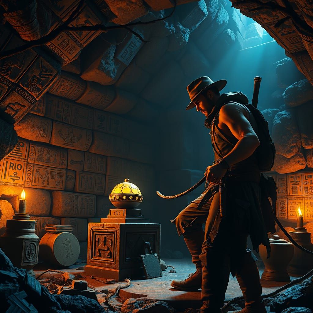 Adventurer Unearths Hidden Pyramid Chamber in Cinematic Styl...
