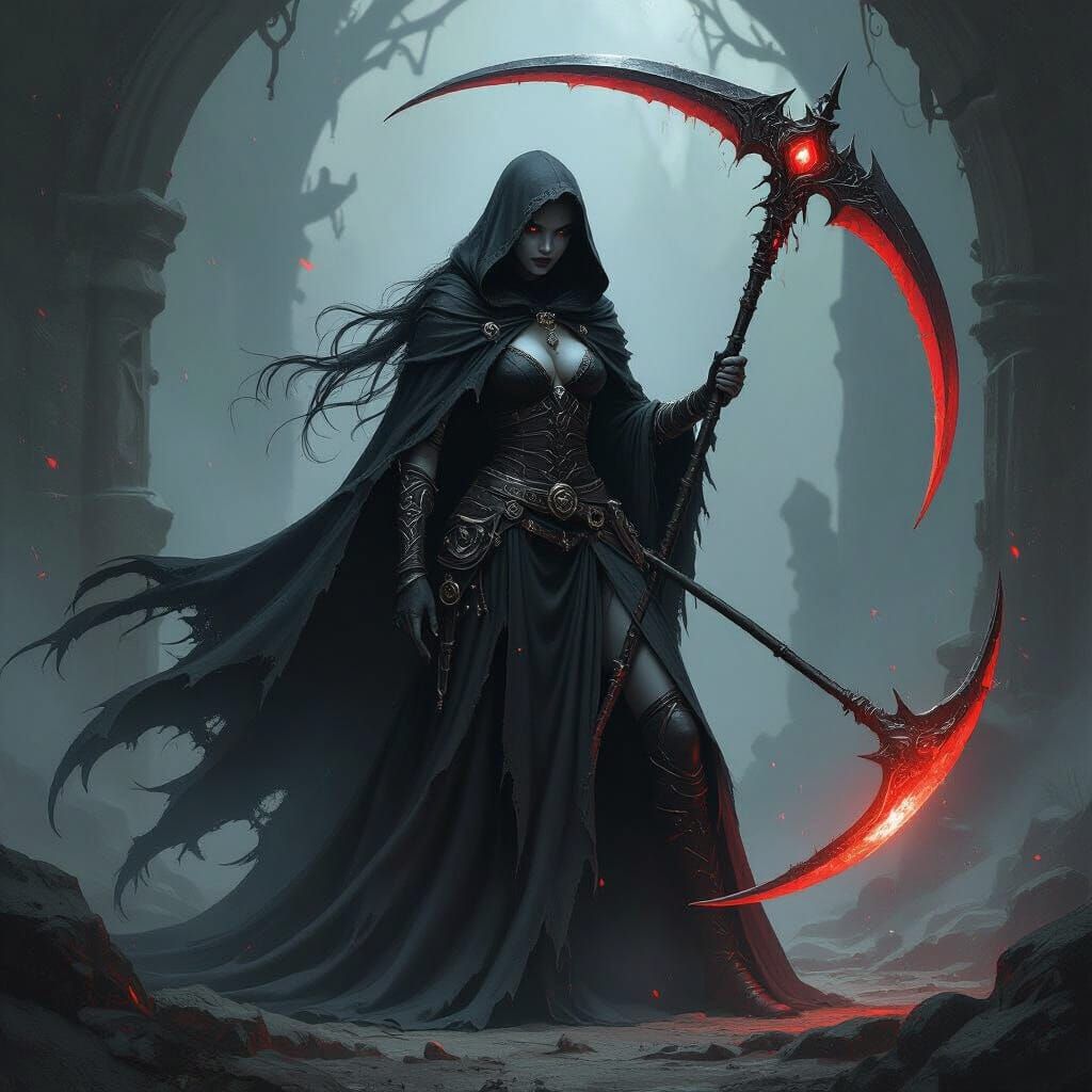 Dark Elf Necromancer with Crystal Scythe