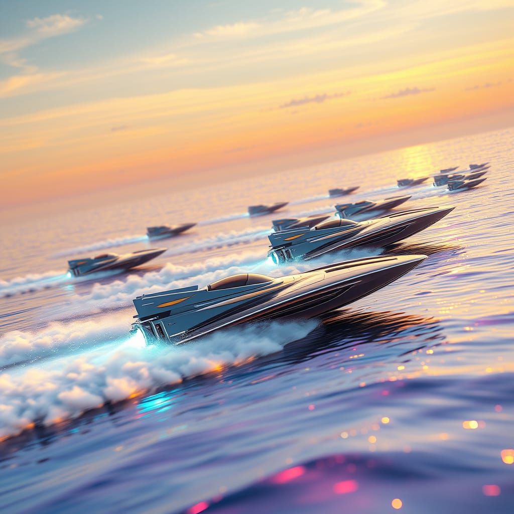 Futuristic Speedboats in Art Deco Glory