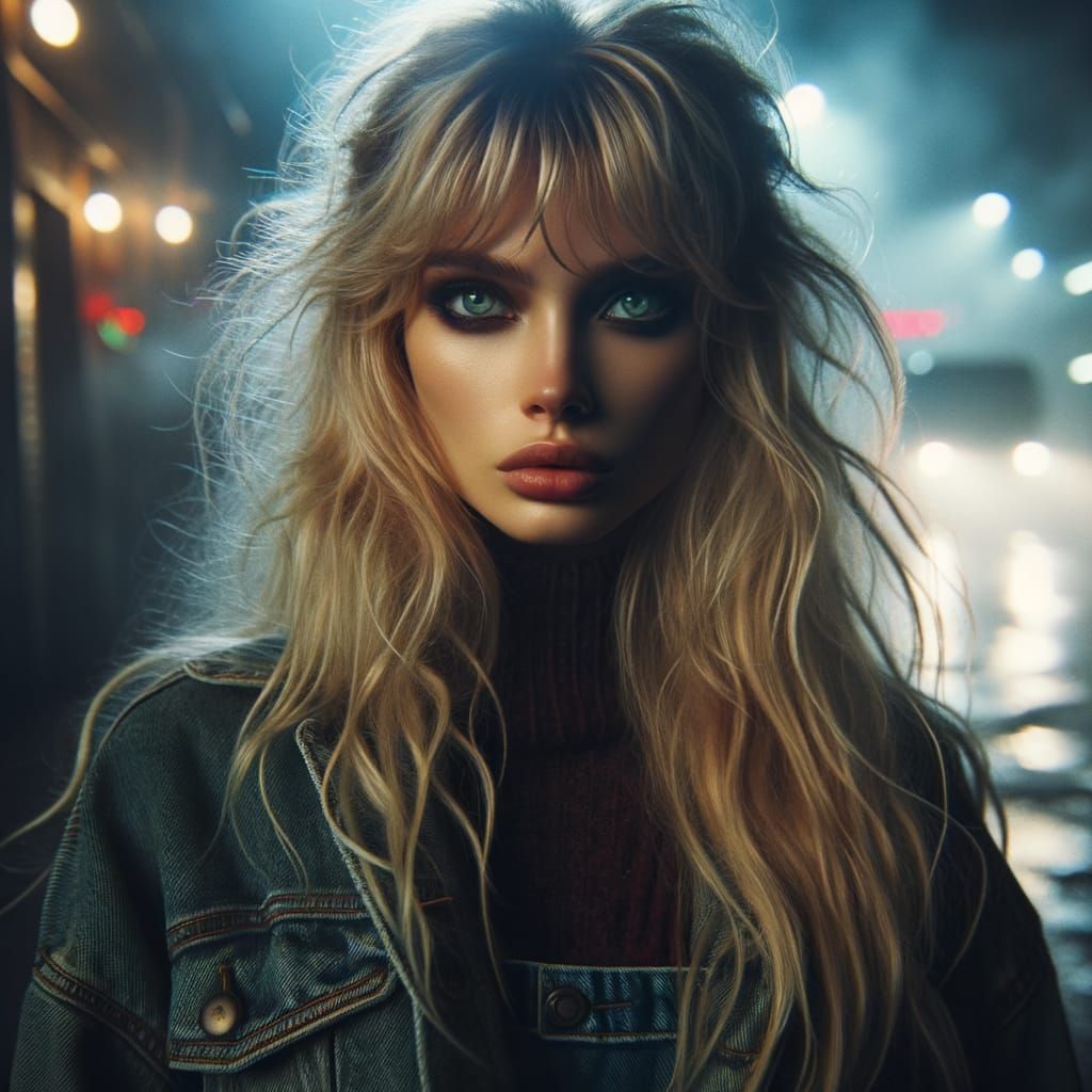 Ethereal Nocturnal Beauty in 80's New York Street Style