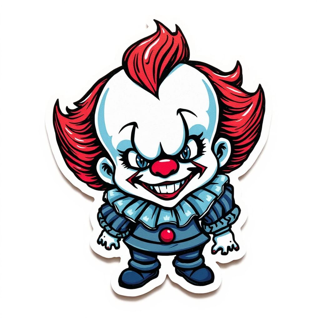 sticker, small, cute Pennywise, sinister smile