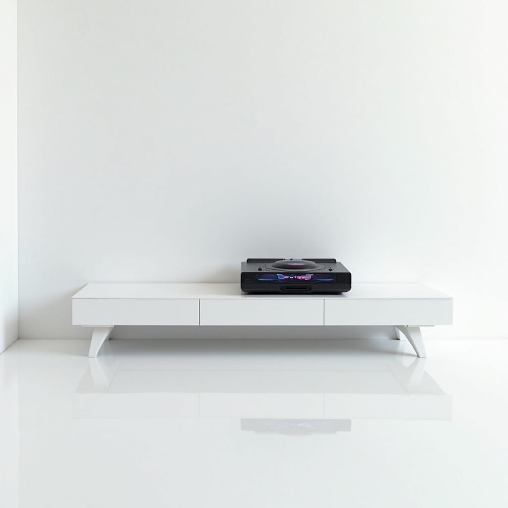 Sega Genesis Console in Futuristic Minimalist Setting