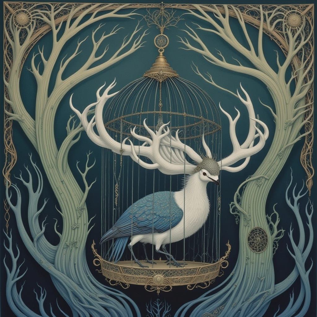 Bird Trapped in a Decorative Cage