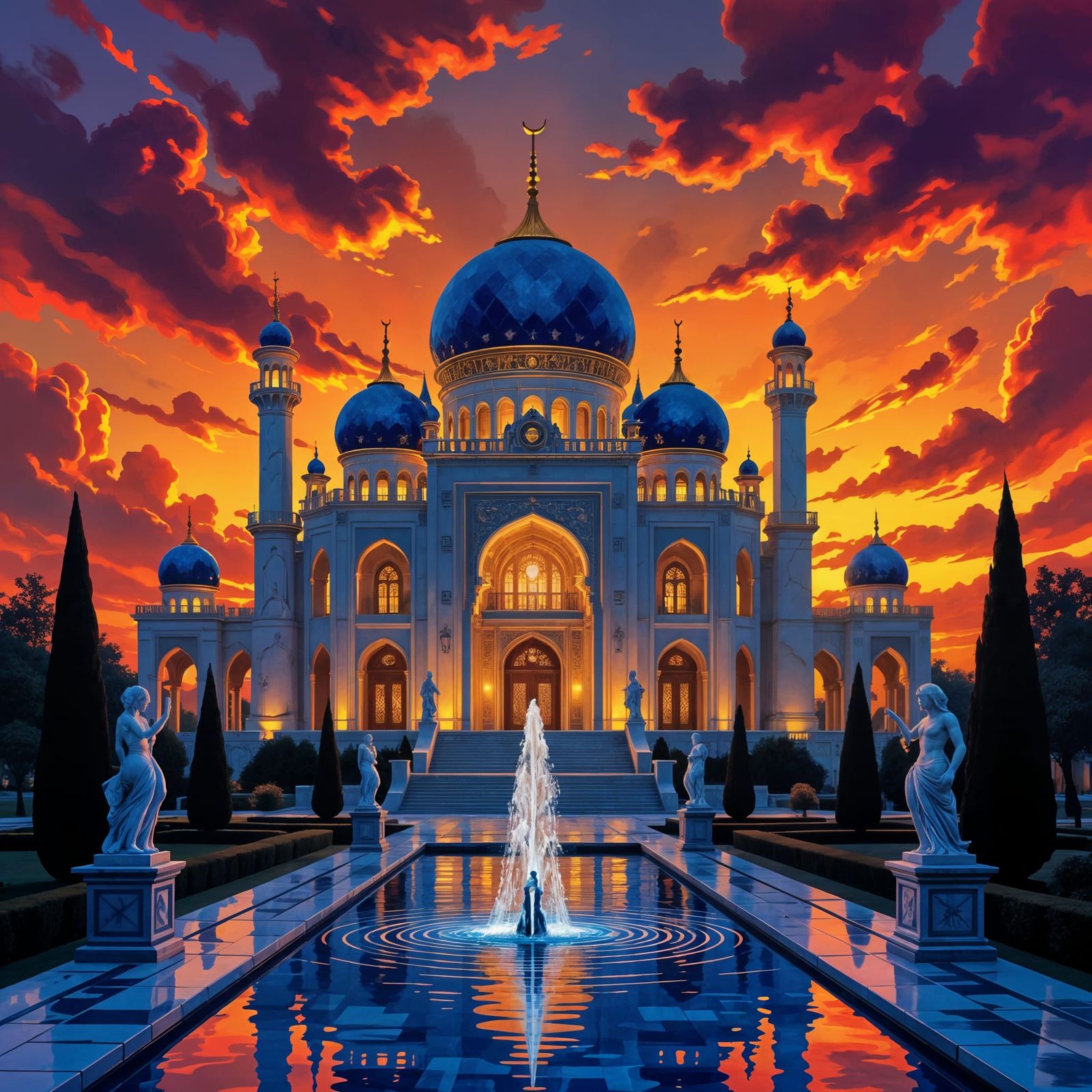 Sunset Palace in Dark Fantasy Style
