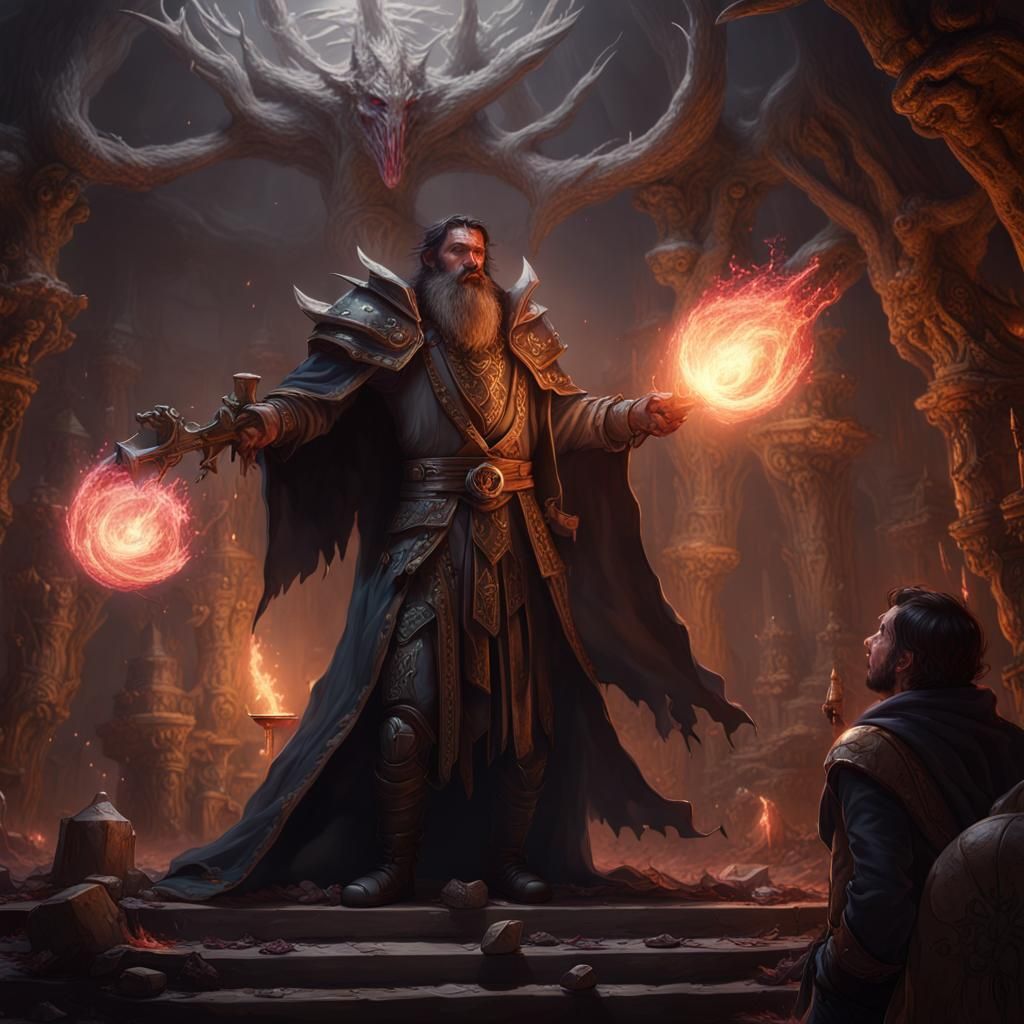 Warlock Unleashes Eldritch Blast: Dark Fantasy Art