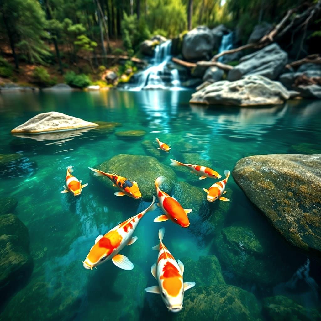Koi Fish in Serene Lake: Professional Photography
