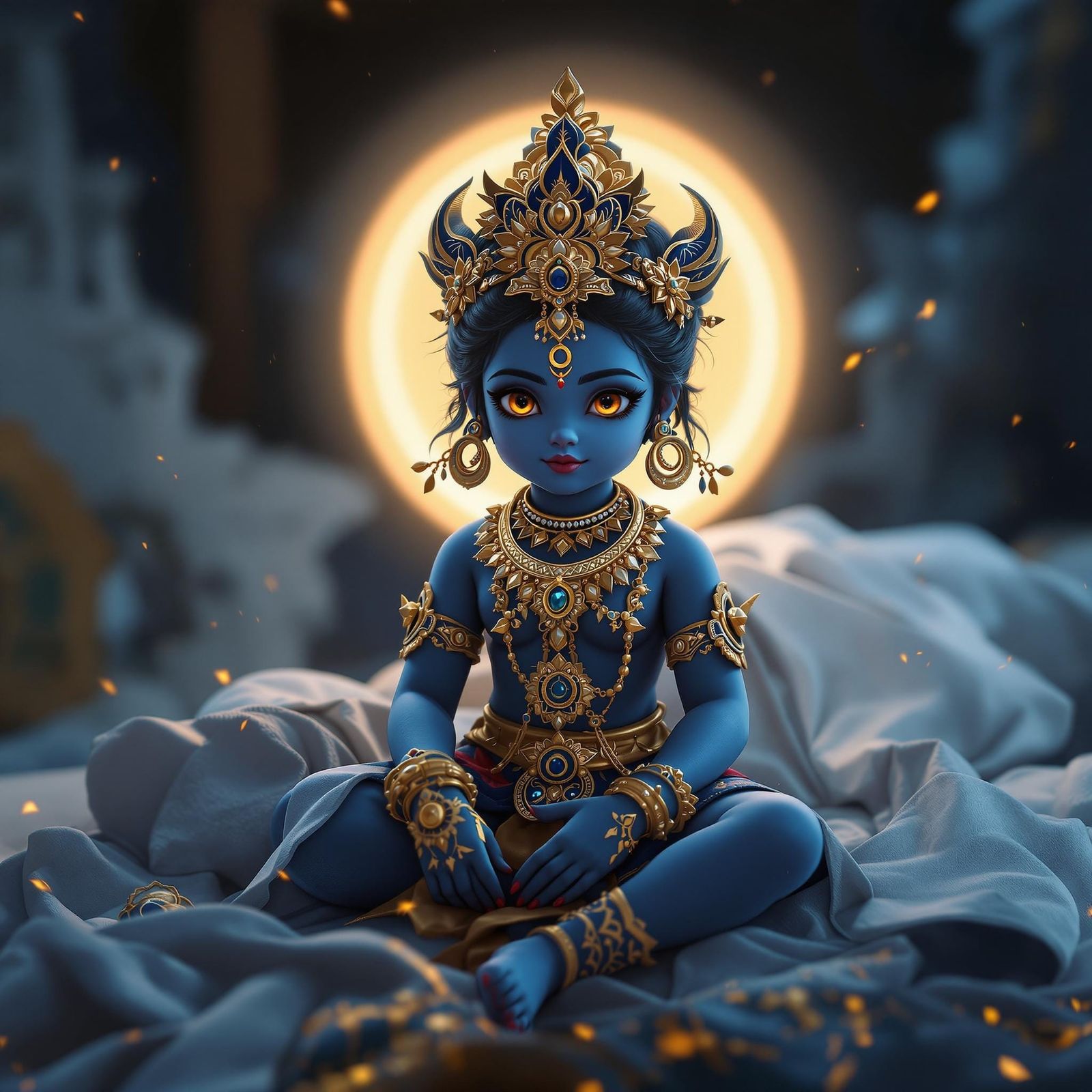 Serene Goddess Kali Child in Ethereal Light