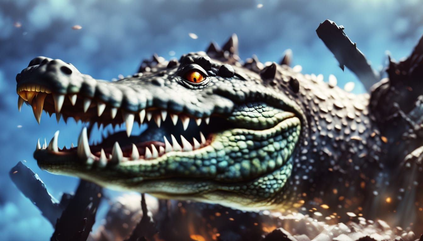 Vibrant Crocodilo in Dark Jungle Majesty