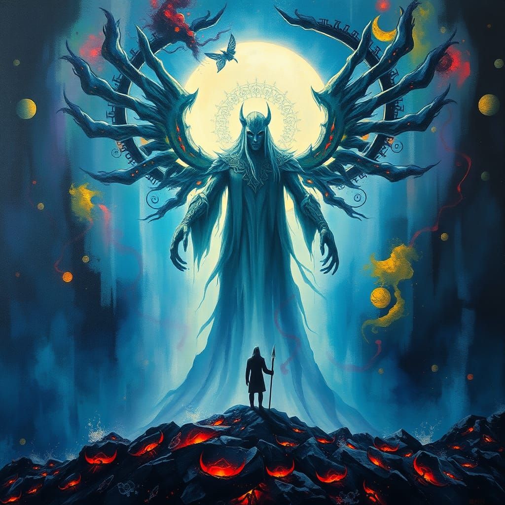 Majestic Godlike Entity in Hyperdetailed Watercolor