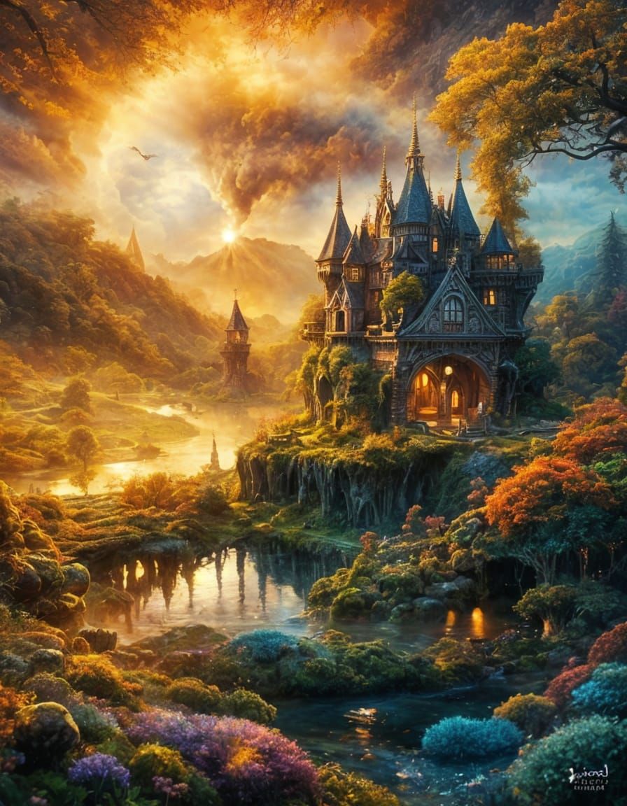 Enchanted Ring Portal to Victorian Village, Golden Hour