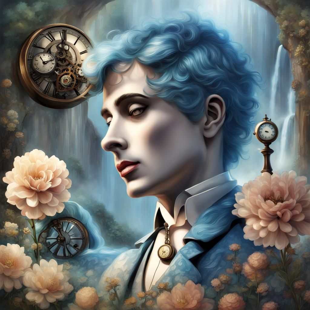 Steampunk Collage Featuring Chaplin, Chess, and Nature