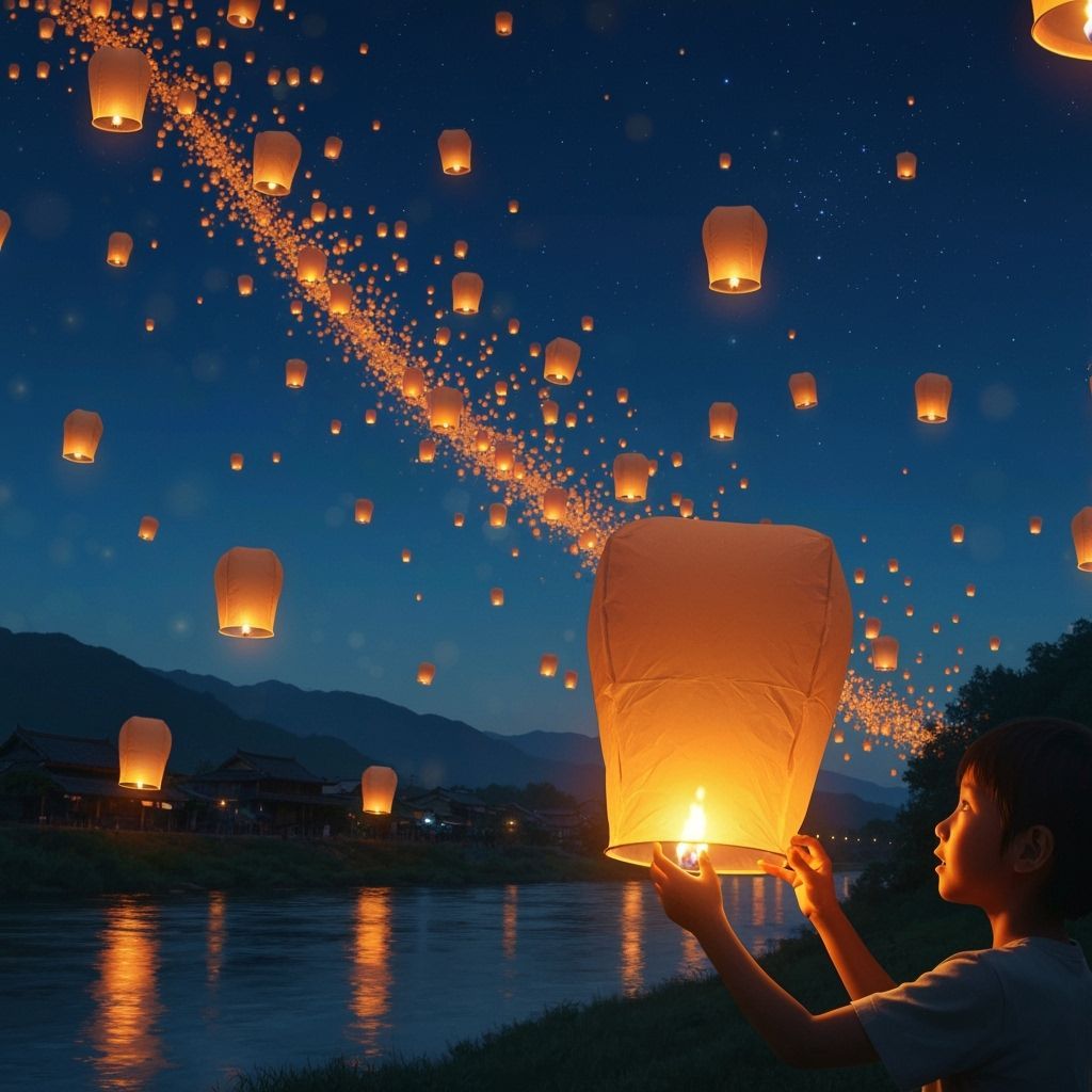 Glowing Lanterns Rise at Riverside Village Festival