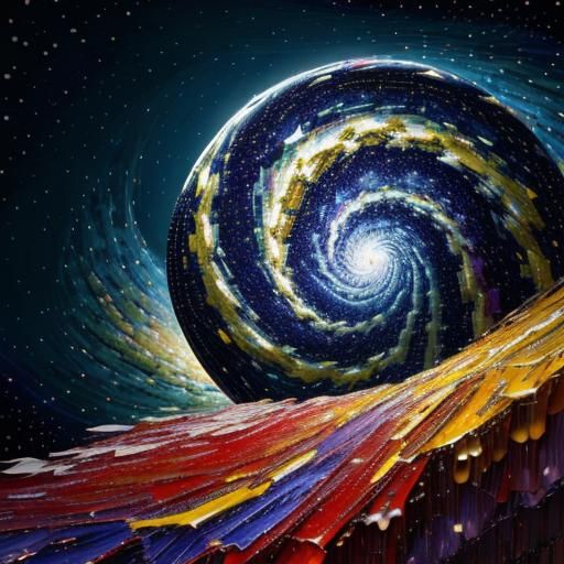 Surreal Starry Night in Expressionist Mosaic Patchwork