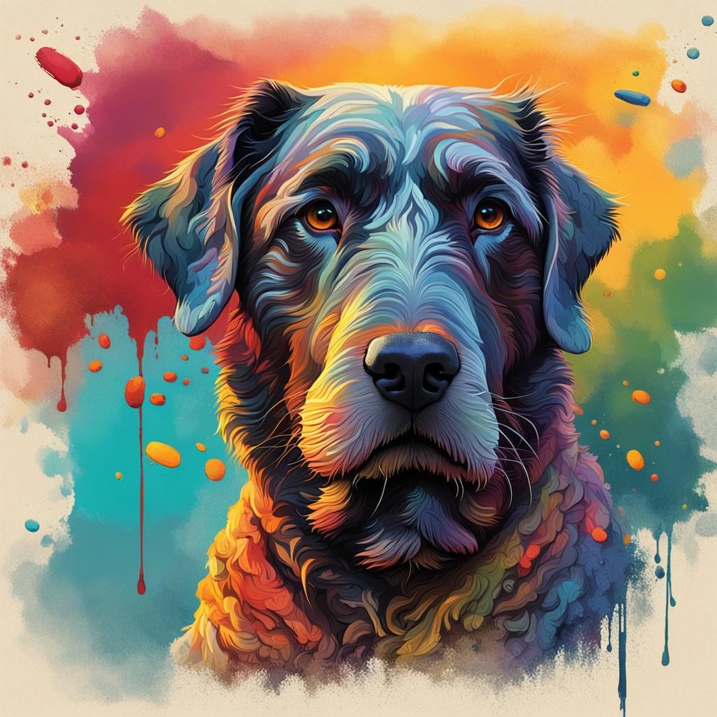 Hyperrealistic Sad Old Dog Portrait