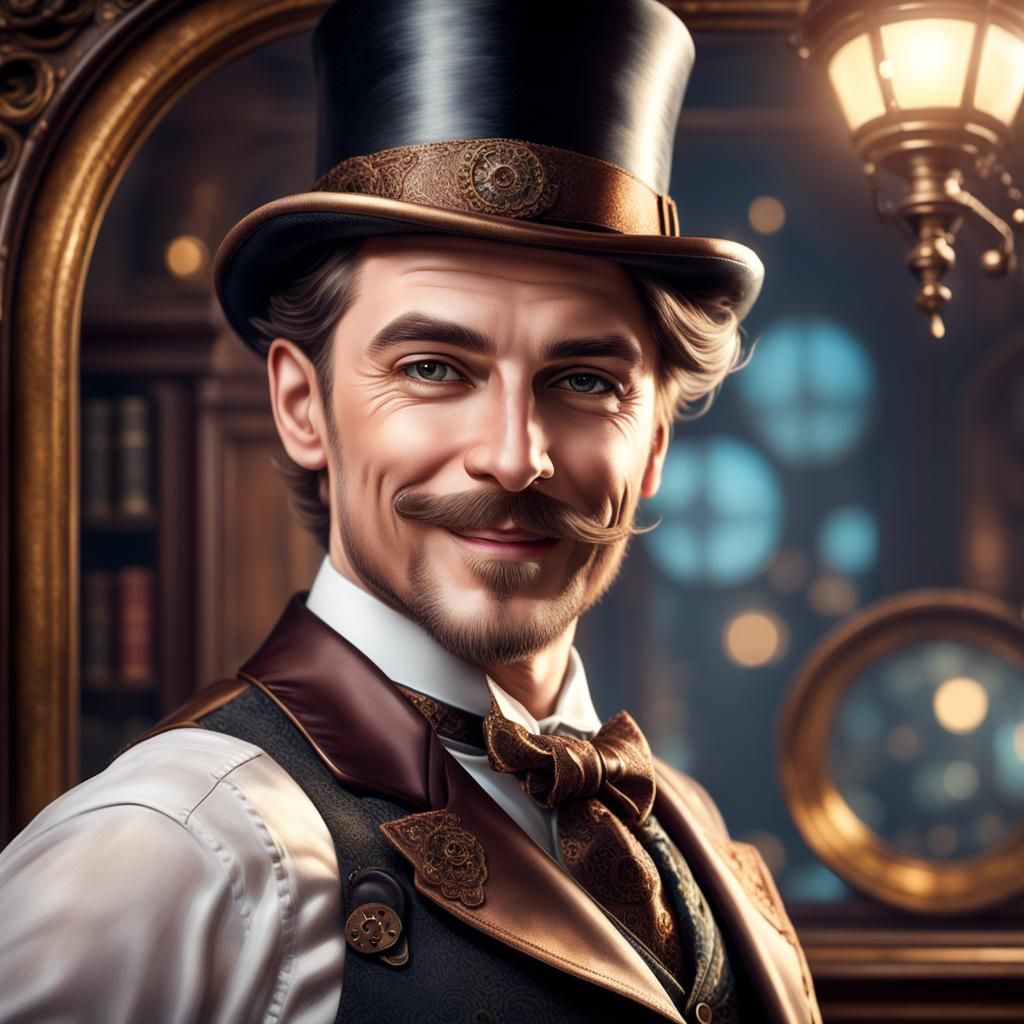 Dapper Victorian Gentleman Concept Art in Steampunk Style