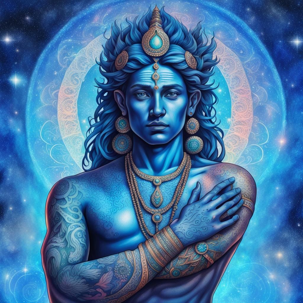 Hindu Goddess Tattoo in Astral Cosmic Style