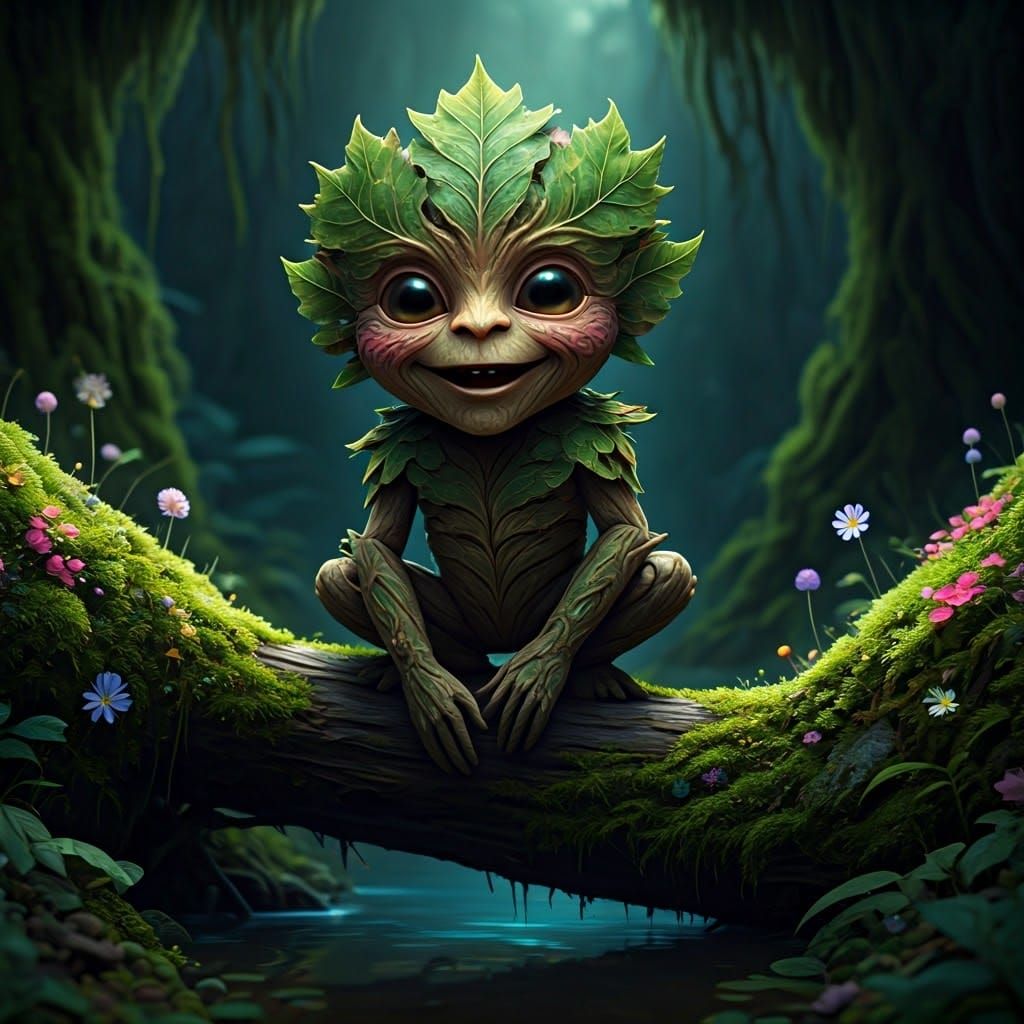 Whimsical Forest Sprite in Vibrant Colors