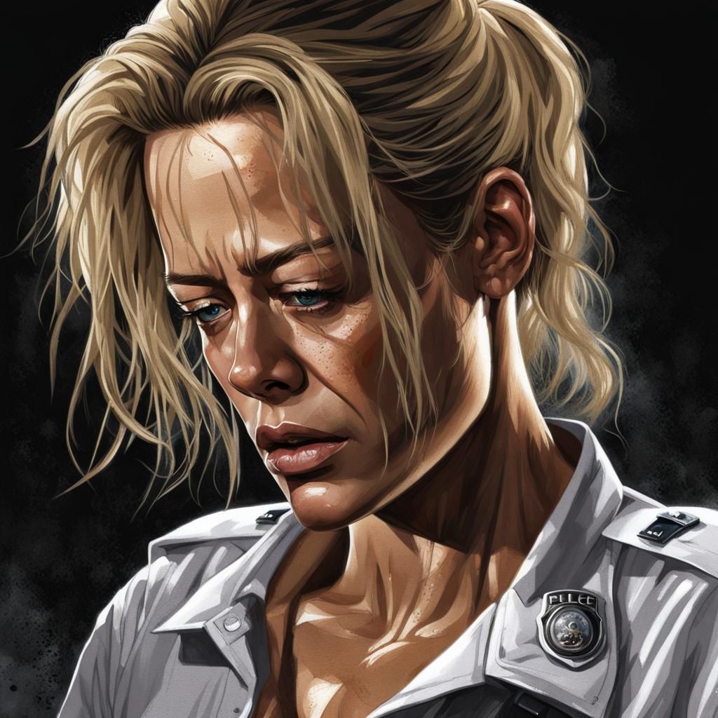 Hyperrealistic Portrait of Woman Crying in Darkness