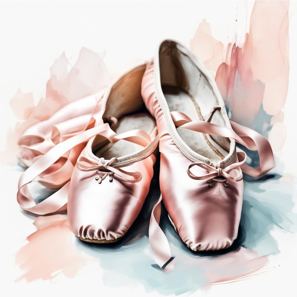 Pink Pastel Pointe Shoes: Abstract Art in Complementary Colo...