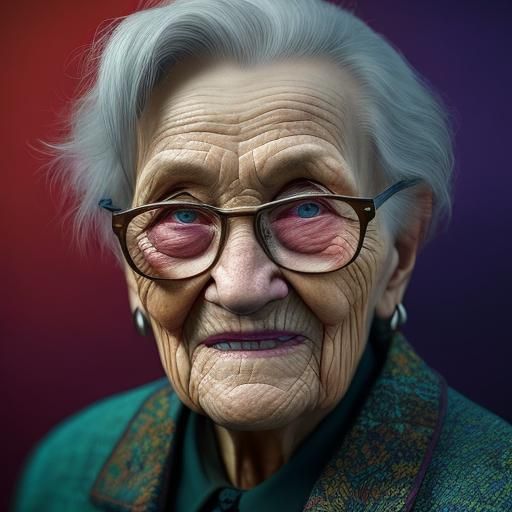 Detailed Portrait of a Toothless Woman in Splash Art Style